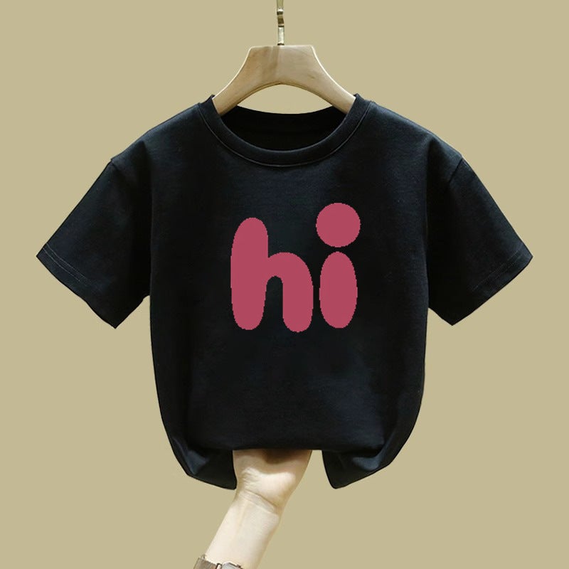 2364# Cotton Round Neck Shoulder T-Shirt Cotton Short Sleeve Men'S And Women'S Children'S Wear Loose Trendy Top - Image 4