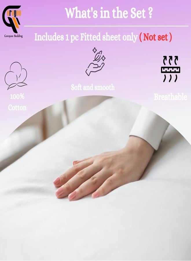 Gorayoo Bedding ملاءة سرير كينج من القطن المصري الخالص 100%، جيب متدلي 12 بوصة، 800 خيط | ملاءة سرير فاخرة فائقة النعومة وعالية الجودة وجيدة التهوية، مثالية للفنادق وغرف النوم | 78 بوصة × 80 بوصة من جورايو - Image 5
