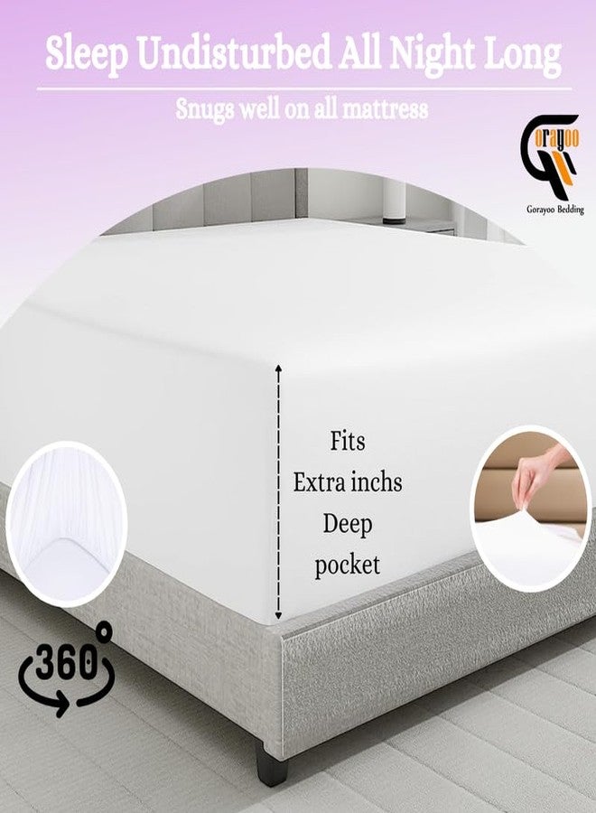 Gorayoo Bedding ملاءة سرير كينج من القطن المصري الخالص 100%، جيب متدلي 12 بوصة، 800 خيط | ملاءة سرير فاخرة فائقة النعومة وعالية الجودة وجيدة التهوية، مثالية للفنادق وغرف النوم | 78 بوصة × 80 بوصة من جورايو - Image 3