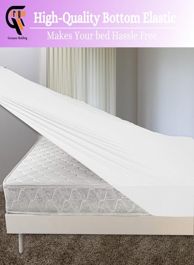 Gorayoo Bedding ملاءة سرير كينج من القطن المصري الخالص 100%، جيب متدلي 12 بوصة، 800 خيط | ملاءة سرير فاخرة فائقة النعومة وعالية الجودة وجيدة التهوية، مثالية للفنادق وغرف النوم | 78 بوصة × 80 بوصة من جورايو - Image 4