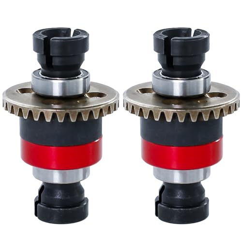 Qloi-LeUe Assembled Differential 30T 08Mod for ARRMA 118 Granite GROM Typhon GROM 114 Mojave GROM 112 Losi AWD RC Racecar RC Front Rear Universal Upgraded Metal Differential 2Pcs BlackRed - Image 1