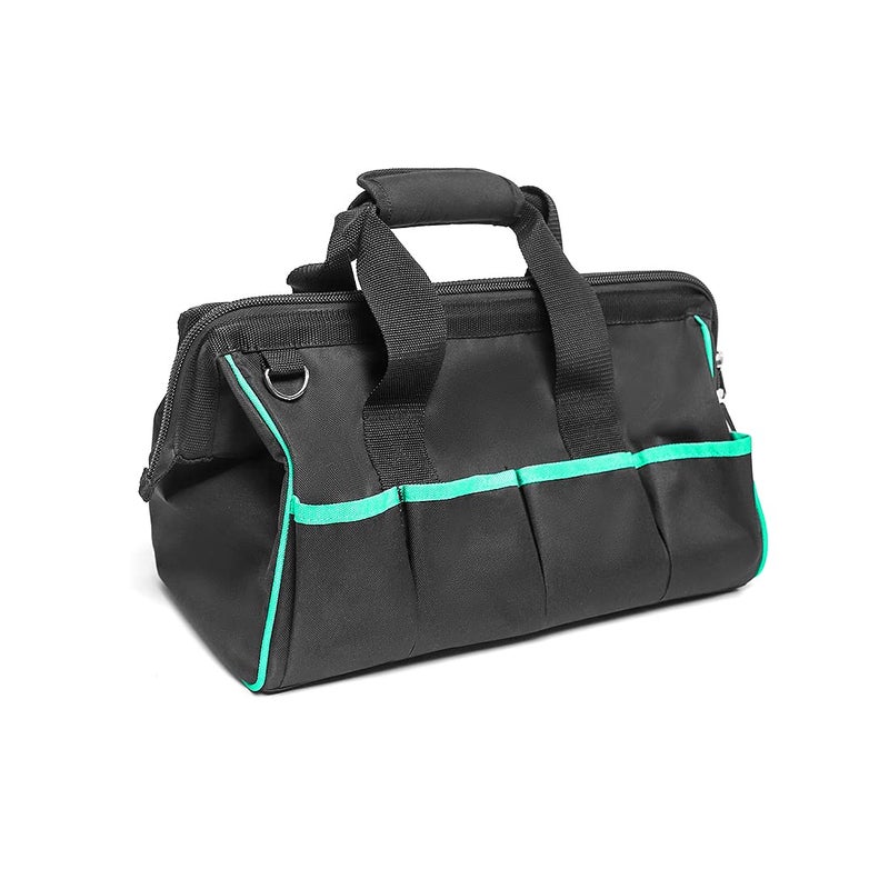 Litheli Tough Tool Bag 16-inch, Close Top, Wide Mouth, Ample Storage, w/Adjustable Shoulder Strap & 14 Pockets, Black - Image 5