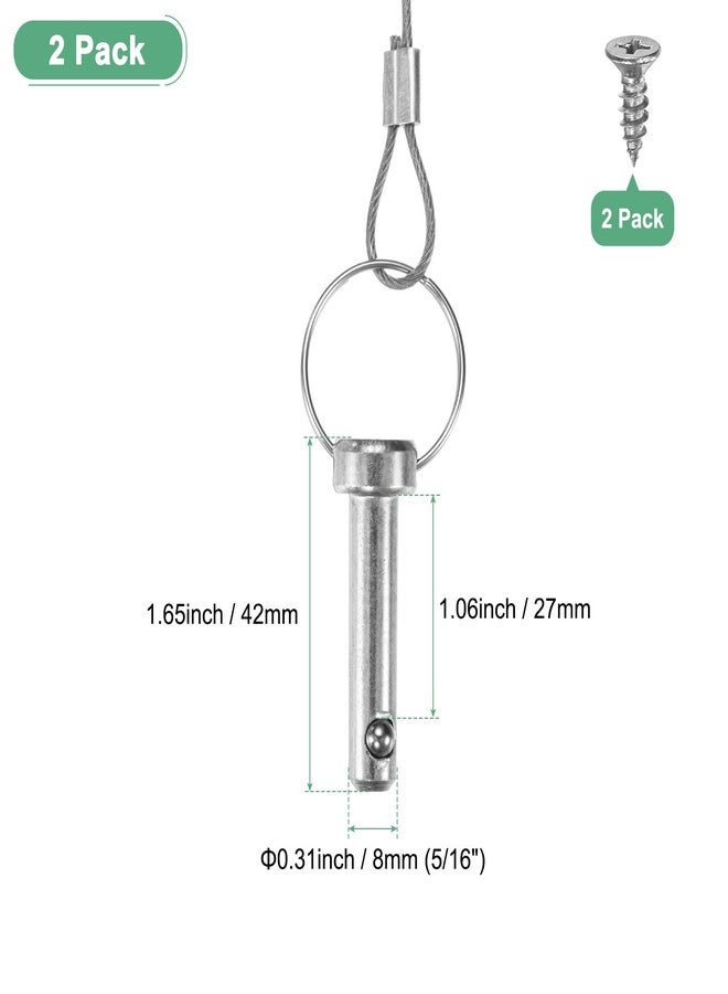 M METERXITY 2-Pack Quick Release Pins, 5/16"(8mm) Diameter, 1.1(27mm) Usage Length Bimini Top Pin W/Lanyard & Screws for Shipbuilding/Marine/Trailer, 1.7 (42mm) Long Hardware Pins - Image 3