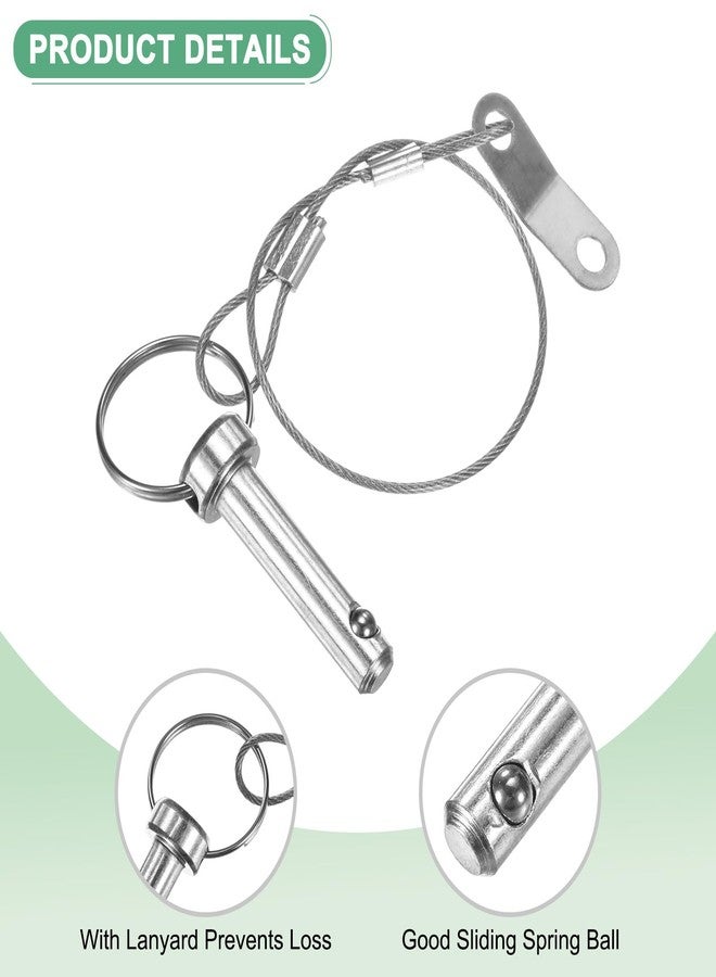 M METERXITY 2-Pack Quick Release Pins, 5/16"(8mm) Diameter, 1.1(27mm) Usage Length Bimini Top Pin W/Lanyard & Screws for Shipbuilding/Marine/Trailer, 1.7 (42mm) Long Hardware Pins - Image 2