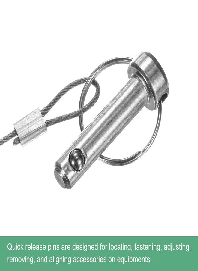 M METERXITY 2-Pack Quick Release Pins, 5/16"(8mm) Diameter, 1.1(27mm) Usage Length Bimini Top Pin W/Lanyard & Screws for Shipbuilding/Marine/Trailer, 1.7 (42mm) Long Hardware Pins - Image 4