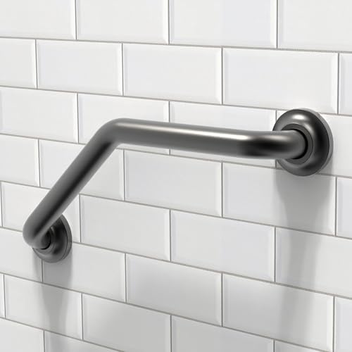 AmeriLuck Decorative Angled Grab Bar for Stud Mount, ADA Compliant 500lbs Loading Capacity, Stainless Steel (Matte Black, 16 inches) - Image 1