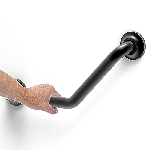AmeriLuck Decorative Angled Grab Bar for Stud Mount, ADA Compliant 500lbs Loading Capacity, Stainless Steel (Matte Black, 16 inches) - Image 3