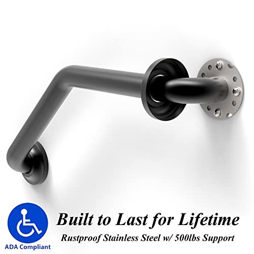 AmeriLuck Decorative Angled Grab Bar for Stud Mount, ADA Compliant 500lbs Loading Capacity, Stainless Steel (Matte Black, 16 inches) - Image 4