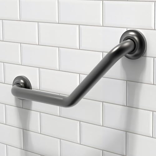 AmeriLuck Decorative Angled Grab Bar for Stud Mount, ADA Compliant 500lbs Loading Capacity, Stainless Steel (Matte Black, 16 inches) - Image 2