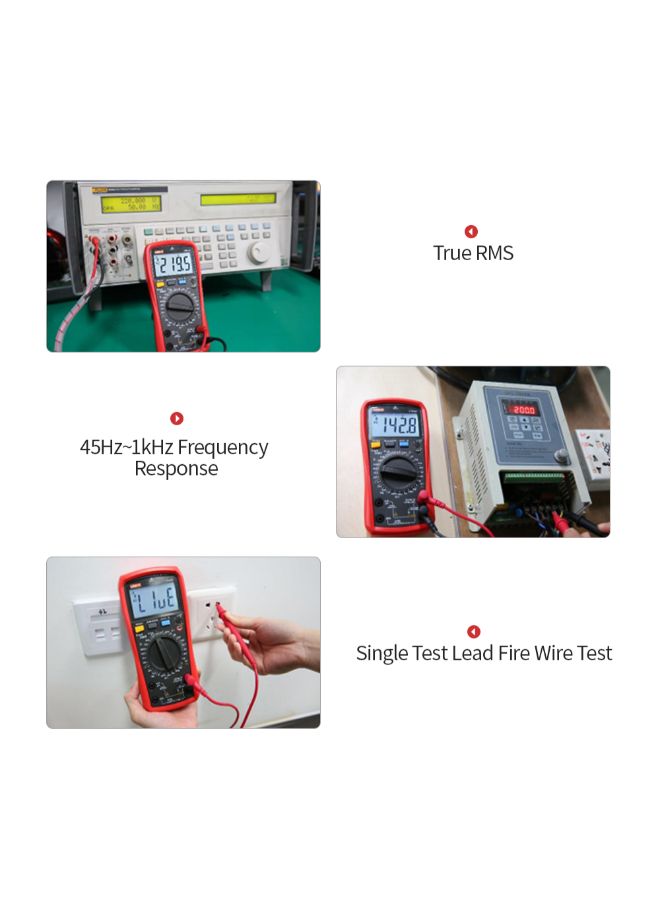 UNI-T Automatic RMS Digital AC/DC Voltage Tester-UT890D+ Black/Red 183 x 88 x 56mm - Image 3
