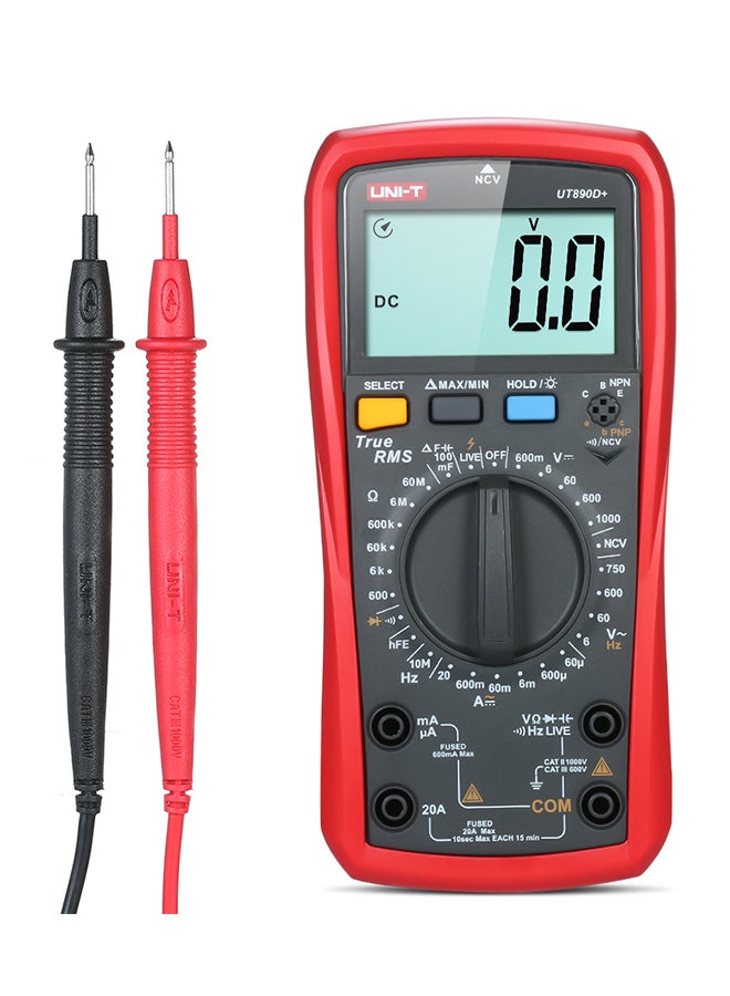 UNI-T Automatic RMS Digital AC/DC Voltage Tester-UT890D+ Black/Red 183 x 88 x 56mm - Image 1