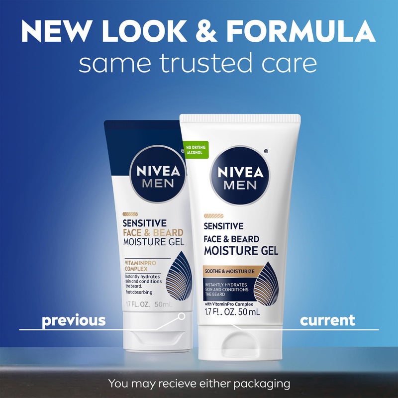 NIVEA MEN Sensitive Face and Beard Moisture Gel, Gentle Face and Beard Moisturizer for Men Instantly Hydrates Skin and Conditions Beards, 1.7 Fl Oz Tube, Pack of 3 - Image 2