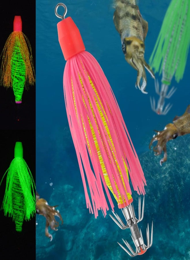 ROQILA 8 Pack Squid Jigs with Tassel - Luminous Stainless Steel Fishing Lures Hooks Saltwater Glow in The Dark Squid Catchers Multiple Colors - Image 1