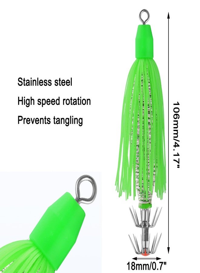 ROQILA 8 Pack Squid Jigs with Tassel - Luminous Stainless Steel Fishing Lures Hooks Saltwater Glow in The Dark Squid Catchers Multiple Colors - Image 2