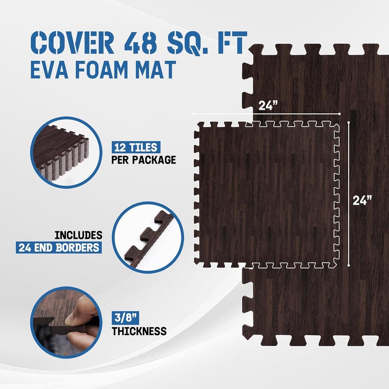 Yes4All حصائر EVA المتشابكة، بلاط أرضيات على شكل أحجية، padding أرضيات من الفوم مع حواف للأثاث، المساحات المنزلية، غرفة المعيشة، المرآب - Image 2