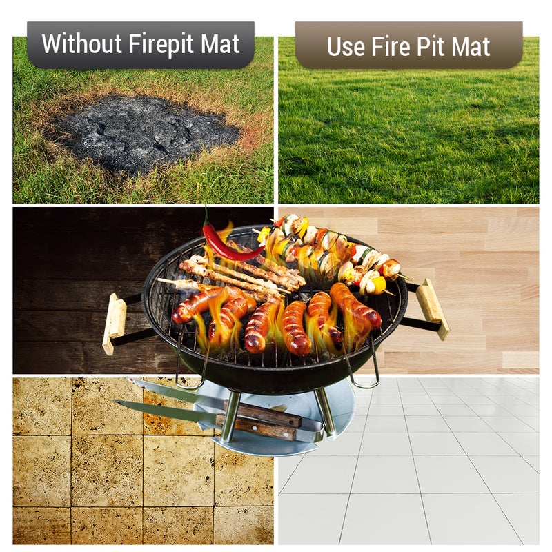 Under Grill Mat Fire Pit Deck Patio Ember Mat Fireproof Mat Grill Pad for Fire Pit for Outdoor Camping Gas Stove Outdoor Wood Burning Stove BBQ Grills - Image 2