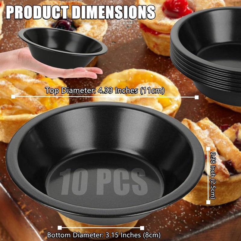 Rhblme 10 Pack Mini Pie Tins  4 Inch Mini Pie Pans Nonstick Small Pie Tins  Carbon Steel Small Pie Pans Individual Pie Tins For Baking Dessert  Fruit Pie And Beef Pie  Oven Safe & Dishwasher Safe - Image 2