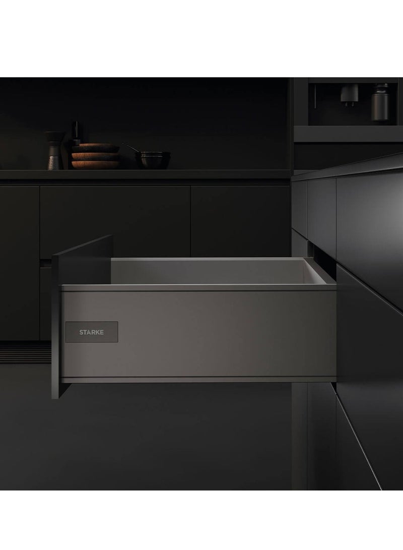 STARKE Cabinet Drawer Box Complete with Slides Anti-Rust Aviation Aluminum Alloy Drawer Box Set, 99 mm Back Panel 12mm Ultra Thin Mid-Cut Drawer Grey (Jane Series Mid-Cut) (440-450 mm)  - Image 2