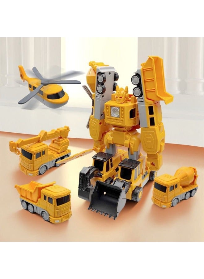 Magnetic Deformation Engineering Vehicle Children's Toy Car Building Blocks Assembled Magnetic Puzzle Robot King Kong Armor Boy-Color:Engineering Series -26 Piece Set-Storage Box - Image 5