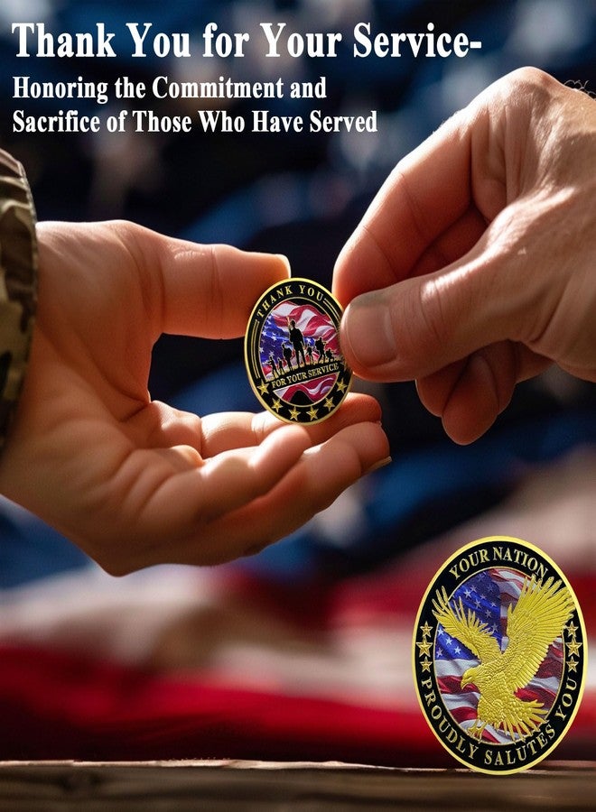 ASmileIndeep 24 Pcs Military Challenge Coins - Thank You for Your Service Bulk Veterans Challenge Coin Military Appreciation Gifts for Men Women Veterans Army - Image 5