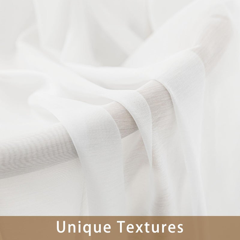 ABLUEN White Sheer Curtains 108 Inches Extra Long, Privacy Semi Sheer Curtains for Living Room Bedroom, Light Filtering Rod Pocket Voile Window Drapes 2 Panels Set, Each 42" W x 108" L - Image 4