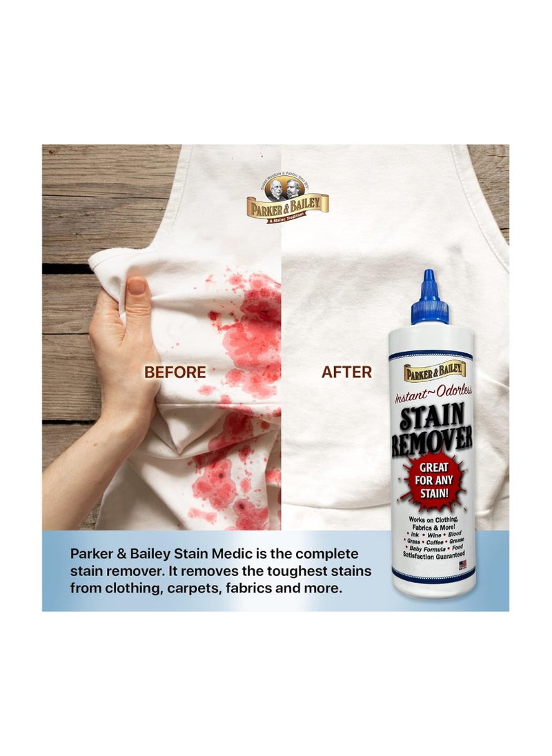 Parker & Bailey Parker And Bailey Liquid Stain Remover - Instant Stain Removal On Laundry Clothing Fabric Ink Grease Blood Grass Coffee Wine Food Carpet Upholstery Spot Cleaner Odor Free Detergent Booster 8Oz  - Image 2