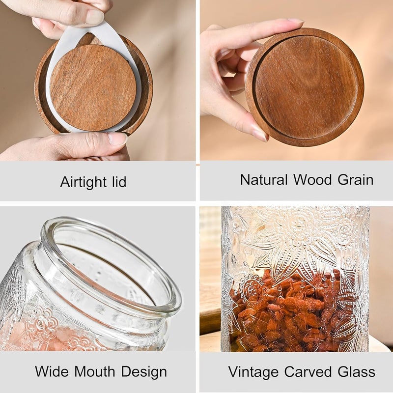 Adodeen 3-Pack 32oz Vintage Glass Jar With Lid, Glass Storage Containers, Airtight Kitchen Storage Containers For Sugar, Coffee, Tea, Spice, Flour, Candy Cookie, Pasta, Cereal - Image 2