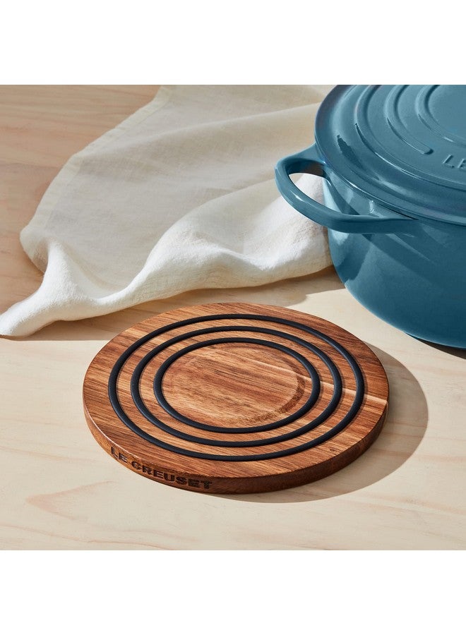 Le Creuset Le Creuset Magnetic Wooden Trivet, Acacia Wood with Black Silicone Rings  - Image 4
