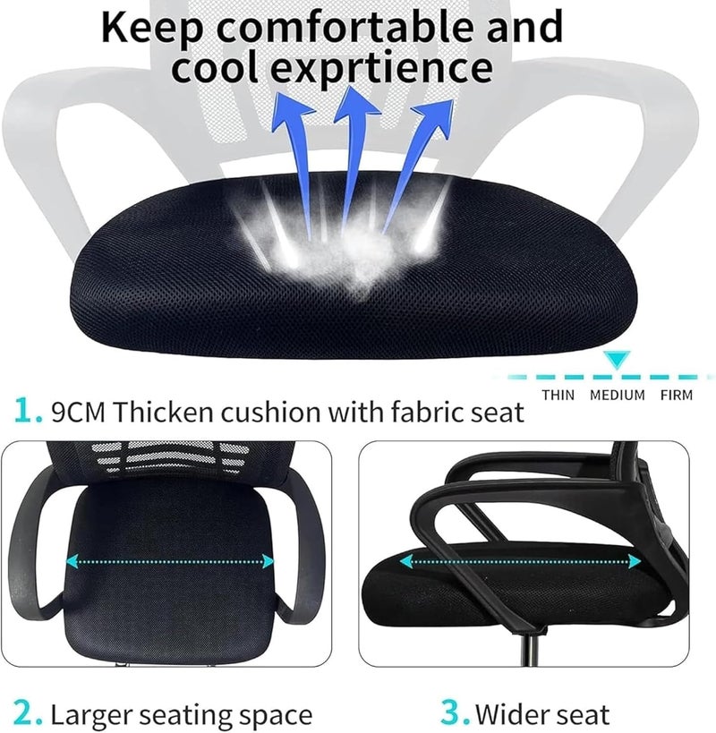 sulfar Office Chair,Comfort Ergonomic Height Adjustable Desk Chair with Lumbar Support Backrest (Black) - Image 4