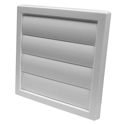 Vent Systems 6 Inch White Exhaust Vent Cover Dryer Vent Hood Louvered Dryer Duct Vent Cover Vent Hood Cap OneDirectional Plastic Air Exhaust Grille HVAC Louver Grill for Exterior Use