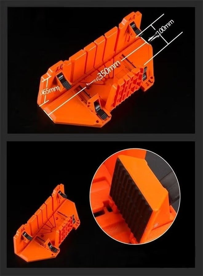 أداة قطع منشار خلفي بمشبك 45 درجة، صندوق منشار يدوي، صندوق تثبيت للنجارة، صندوق تخزين المنشار، صندوق ميتري مع منشار خلفي، تخزين بلاستيكي للأدوات اليدوية - Image 3