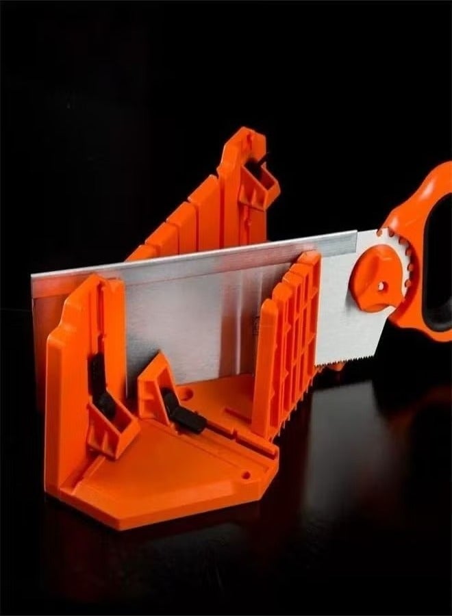 أداة قطع منشار خلفي بمشبك 45 درجة، صندوق منشار يدوي، صندوق تثبيت للنجارة، صندوق تخزين المنشار، صندوق ميتري مع منشار خلفي، تخزين بلاستيكي للأدوات اليدوية - Image 1