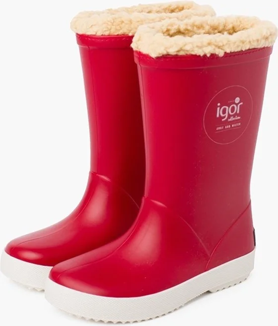 Igor W10207 Splash Nautico Borreguito Brand Unisex Rain Boots with Curly Fur Inside Red