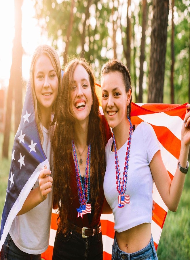 Moon Boat 72PCS 4th of July Accessories Necklaces: Blue White and Red Beads Bulk, Patriotic Party Independence Memorial Day Favors Toys Decorations - Image 2