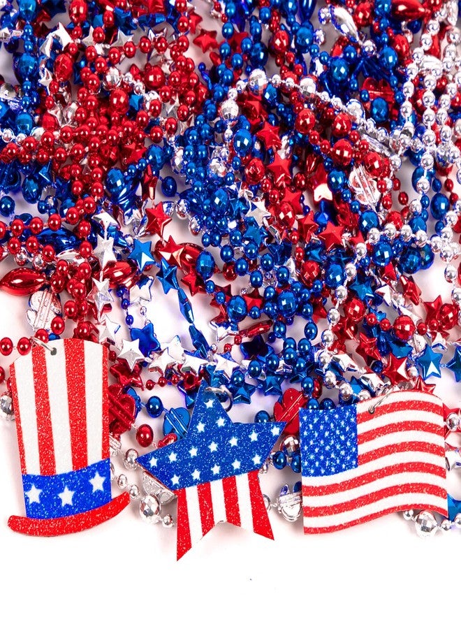 Moon Boat 72PCS 4th of July Accessories Necklaces: Blue White and Red Beads Bulk, Patriotic Party Independence Memorial Day Favors Toys Decorations - Image 5