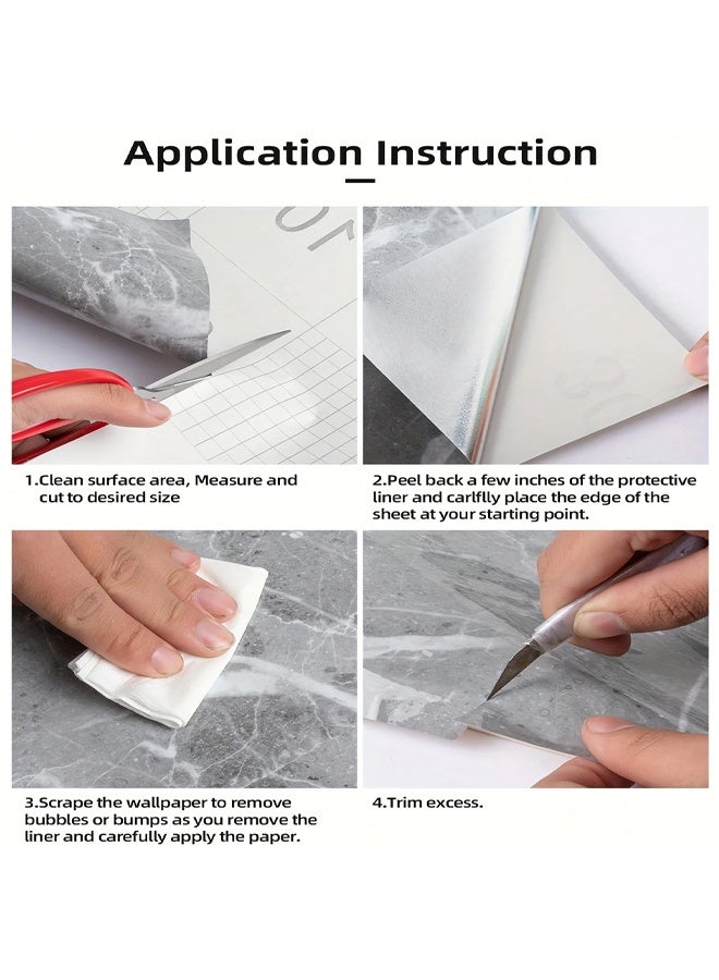 زيمي ملصقات مطبخ ذاتية اللصق، لفة واحدة، ملصقات حائط ذاتية اللصق مقاومة للماء والزيت، ورق حائط لتجديد أسطح الموقد والخزائن والبلاط السيراميكي، ورق حائط من الرخام لحوض الغسيل في الحمام، ملصقات حائط من الرخام (أسود) - Image 3