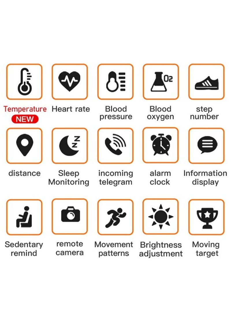 C6T Body Temperature Bracelet Watch Smart Sports Bracelet IP67 Information Push Sleep Exercise Step Waterproof Sports Smart Bracelet Blood Pressure Monitoring (Pink) - Image 4