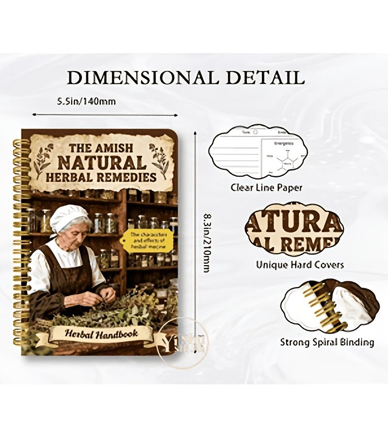 2026 Edition Amish Family Pharmacist Herbalist Notebook Vintage Herbal Book with Plant Based Traditional Remedies Durable Cover High Quality Paper 5.5 X 8.3 Inches - Image 2