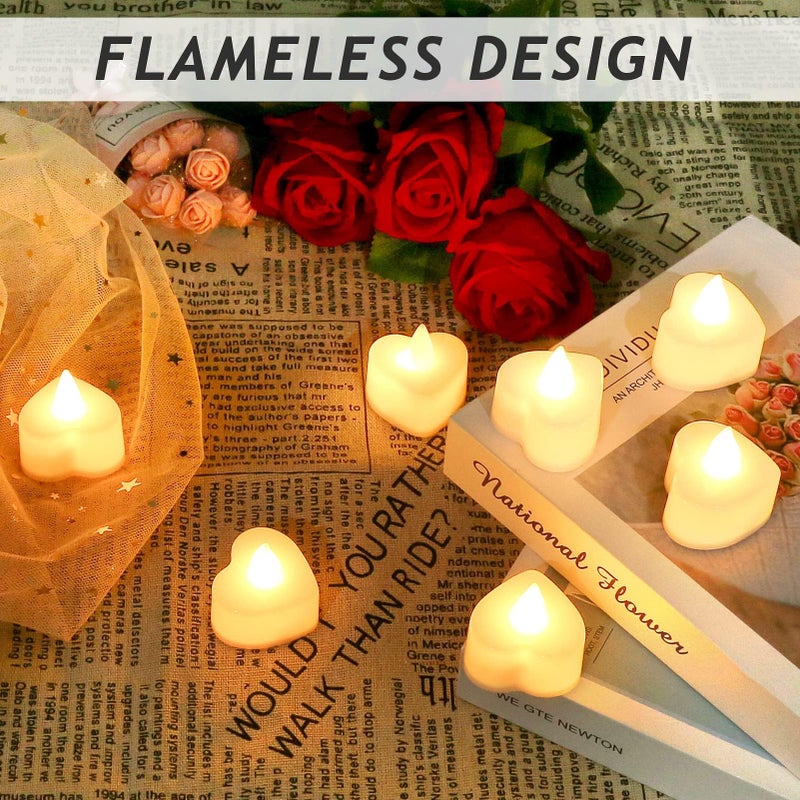 Childom Valentines Decorations,Red Rose Petals and Candles Set,1000 Pcs Fake Rose Petals with 24 Pcs LED Heart Candles,Silk Roses Petals for Romantic Night Decorations for Bedroom,Welcome Home - Image 3
