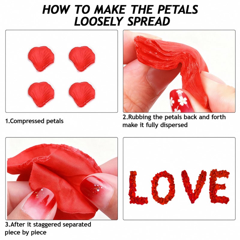 Childom Valentines Decorations,Red Rose Petals and Candles Set,1000 Pcs Fake Rose Petals with 24 Pcs LED Heart Candles,Silk Roses Petals for Romantic Night Decorations for Bedroom,Welcome Home - Image 4
