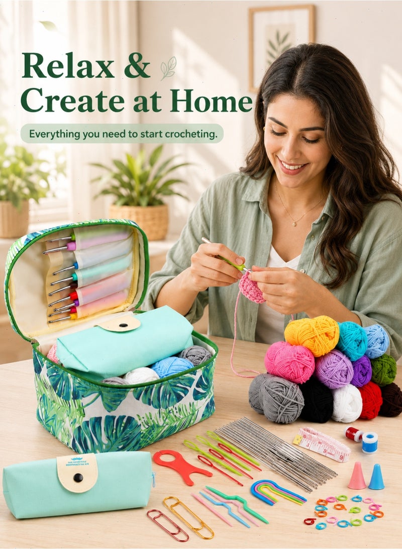 88 Pcs Crochet Starter Kit for Beginners, All-in-One Crochet Hook Set with 12 Yarn Balls, Tools and Portable Organizer Bag for Adults and Kids - Image 5