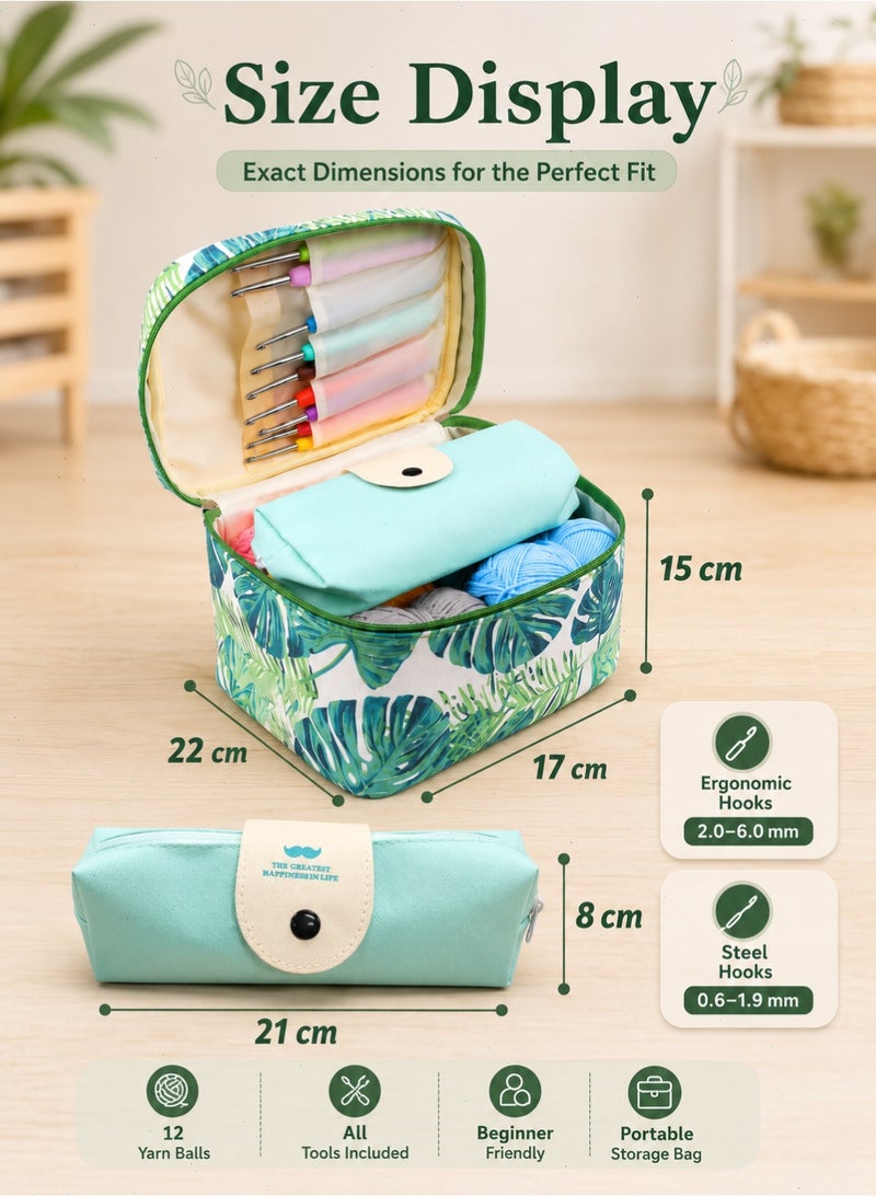 88 Pcs Crochet Starter Kit for Beginners, All-in-One Crochet Hook Set with 12 Yarn Balls, Tools and Portable Organizer Bag for Adults and Kids - Image 2