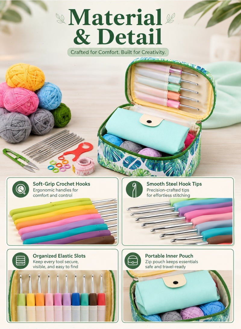 88 Pcs Crochet Starter Kit for Beginners, All-in-One Crochet Hook Set with 12 Yarn Balls, Tools and Portable Organizer Bag for Adults and Kids - Image 4