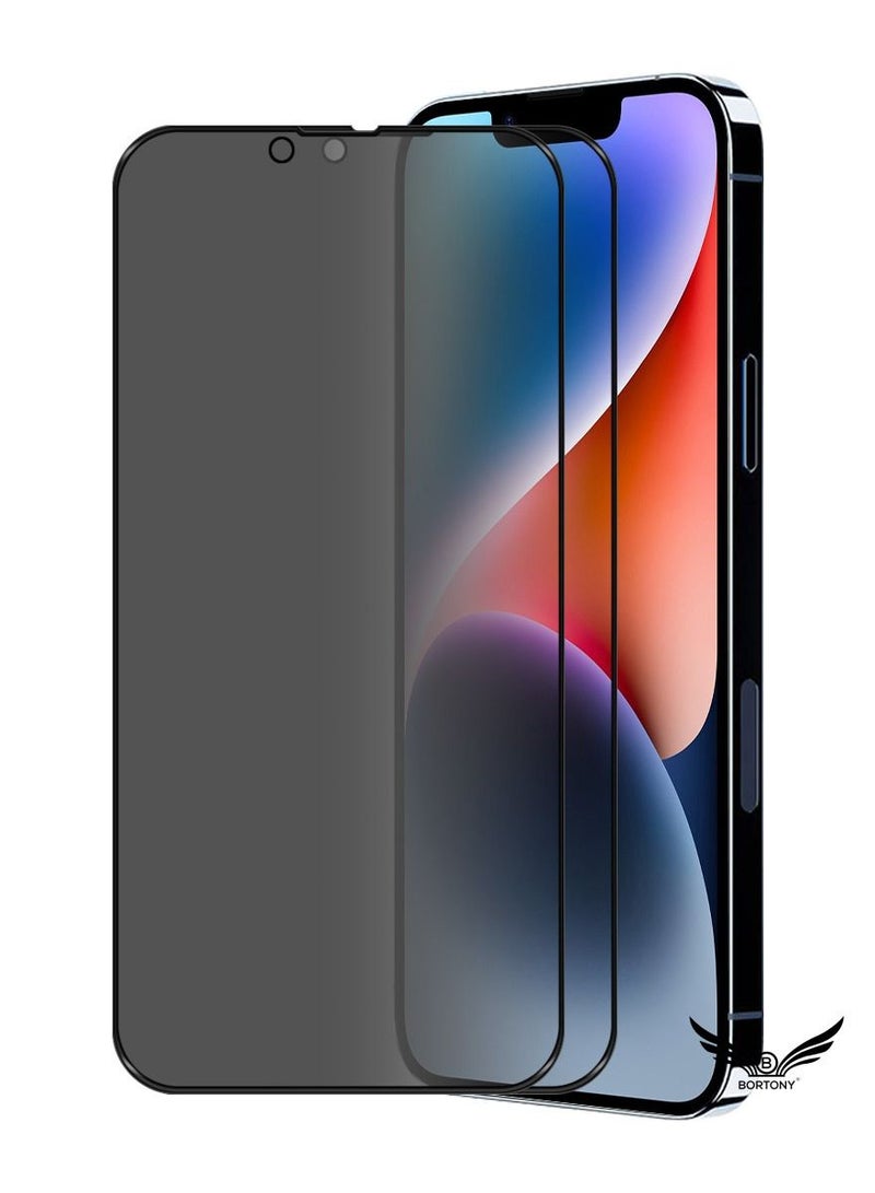 BORTONY Pack of 2 iPhone 14 Plus Privacy Full Coverage Screen Protector Anti-Spy Tempered Glass Film Edge to Edge Protection Case Friendly for Apple iPhone 14 Plus 6.7-Inch - Image 1