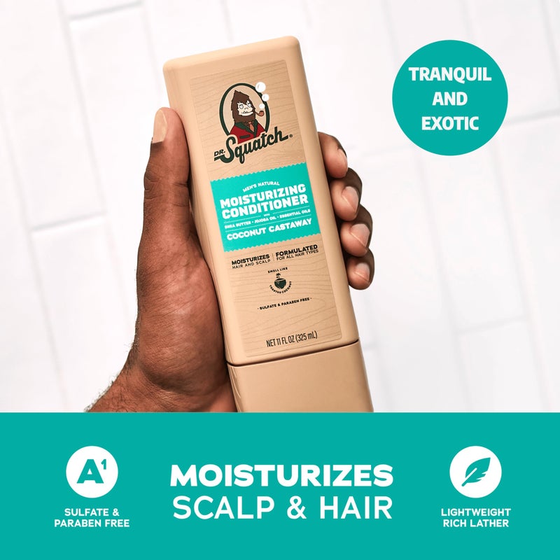 Dr. Squatch Natural Hair Bundle for Men - Healthy, Full Looking Hair - Coconut Castaway Shampoo (11 fl oz), Coconut Castaway Conditioner (11 fl oz) - Image 4