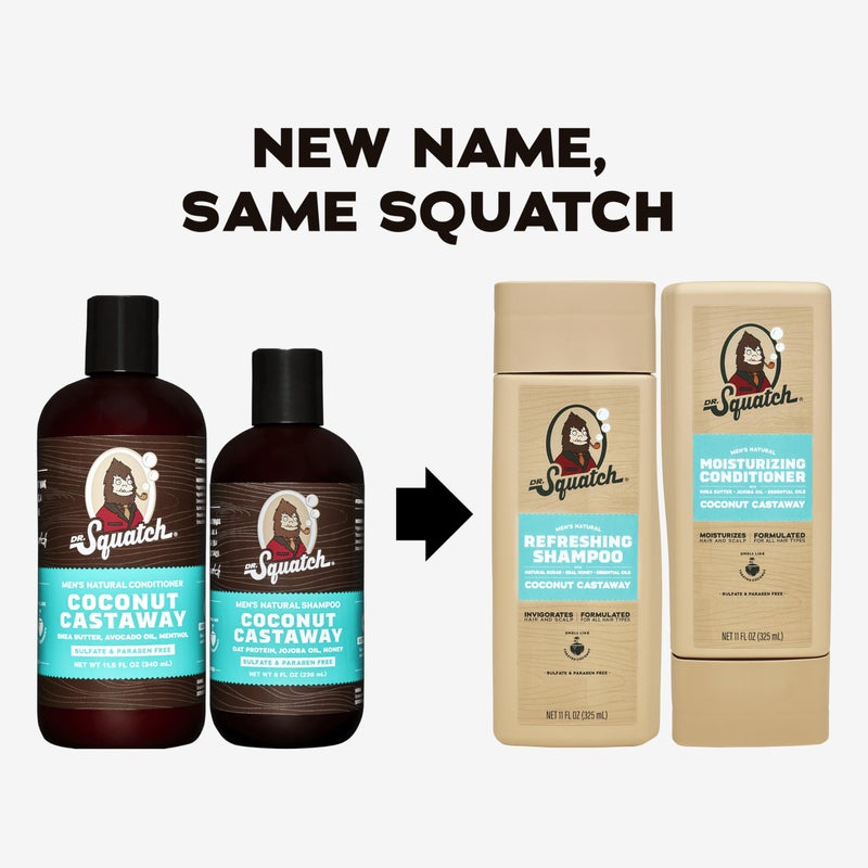 Dr. Squatch Natural Hair Bundle for Men - Healthy, Full Looking Hair - Coconut Castaway Shampoo (11 fl oz), Coconut Castaway Conditioner (11 fl oz) - Image 2