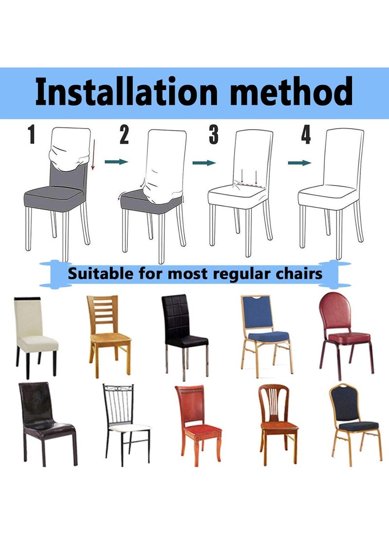 CityRiya-Long - Chair Covers, Stretch Dining Chair Slipcovers, 6-Piece Dining Chair Cover Set, Removable Washable Chair Seat Protector, Dining Room Chair Covers for Kitchen, Hotel, Restaurant (Black) - Image 1