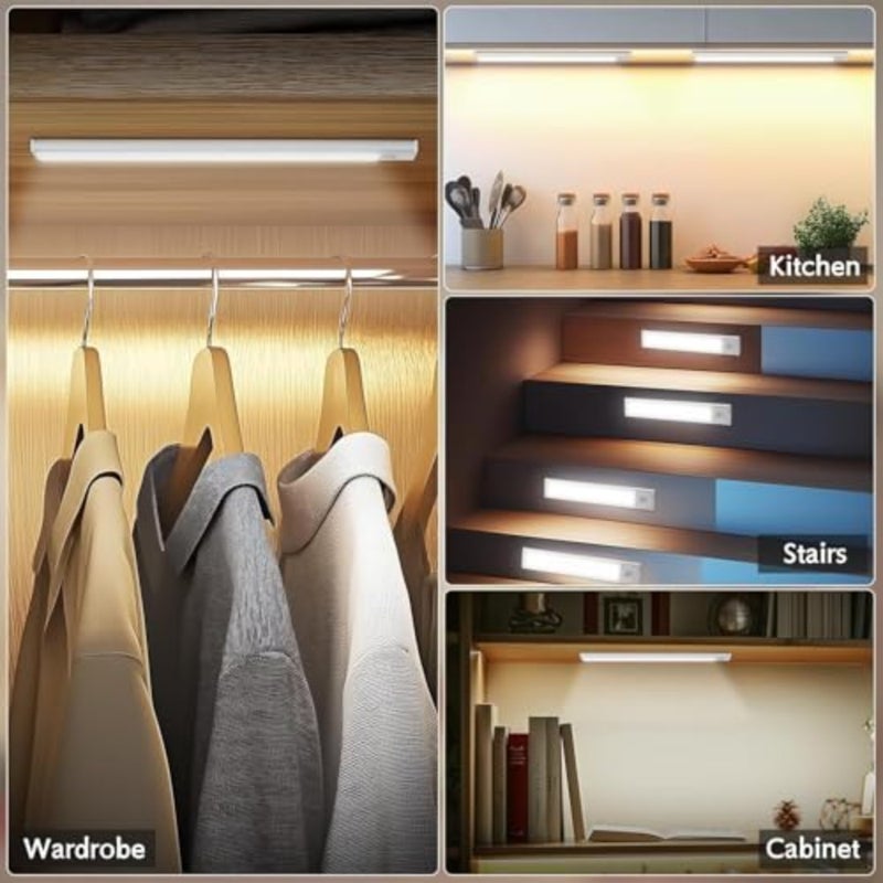 Under Cabinet Light, 3 Colors Motion Sensor Light 1500mAh Rechargeable Wireless Closet light, Dimmable Night Lights for Bedroom, Closet, Kitchen, Hallway, Cupboard Light, 30cm 2 - Image 4