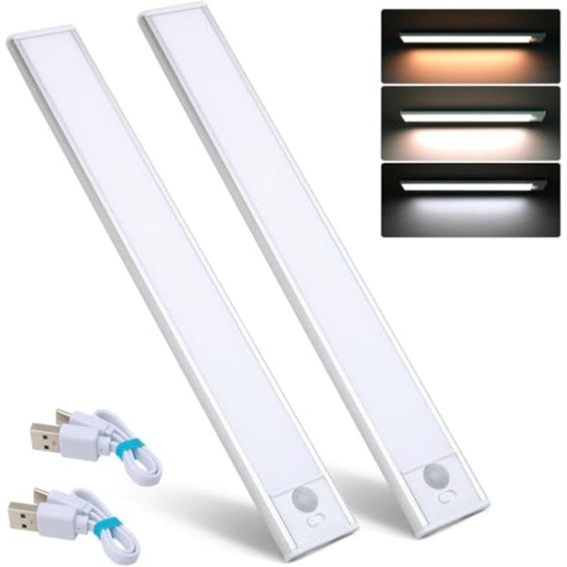 Under Cabinet Light, 3 Colors Motion Sensor Light 1500mAh Rechargeable Wireless Closet light, Dimmable Night Lights for Bedroom, Closet, Kitchen, Hallway, Cupboard Light, 30cm 2 - Image 1