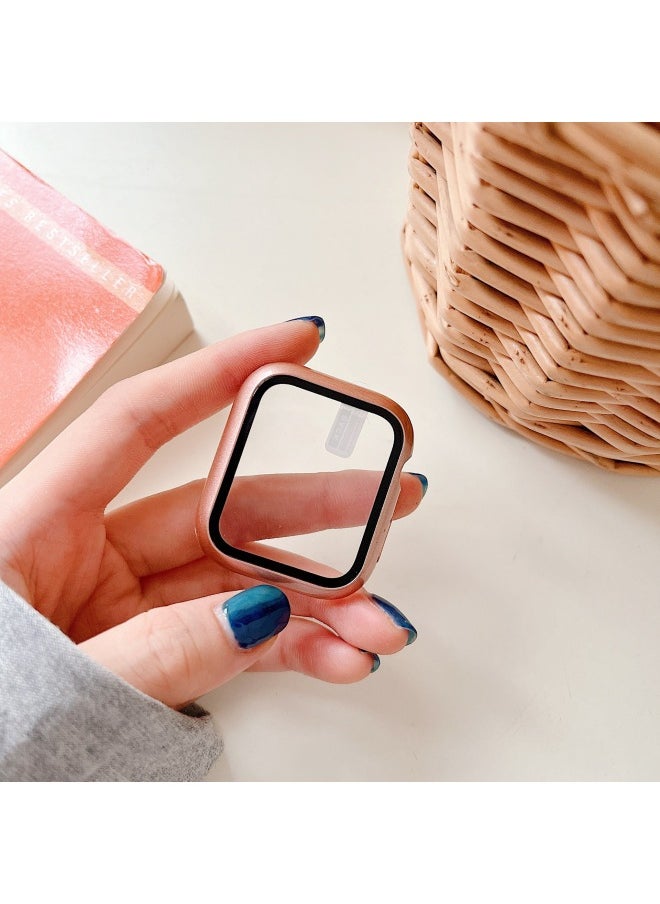 Generic - Suitable For Apple Watch Pc Plastic Protective Case Solid Color Integrated Protective Case Iwatch34567SE8 Representative Shell-Color:Rose Gold-Appearance Size:42mm Carton Packaging - Image 1